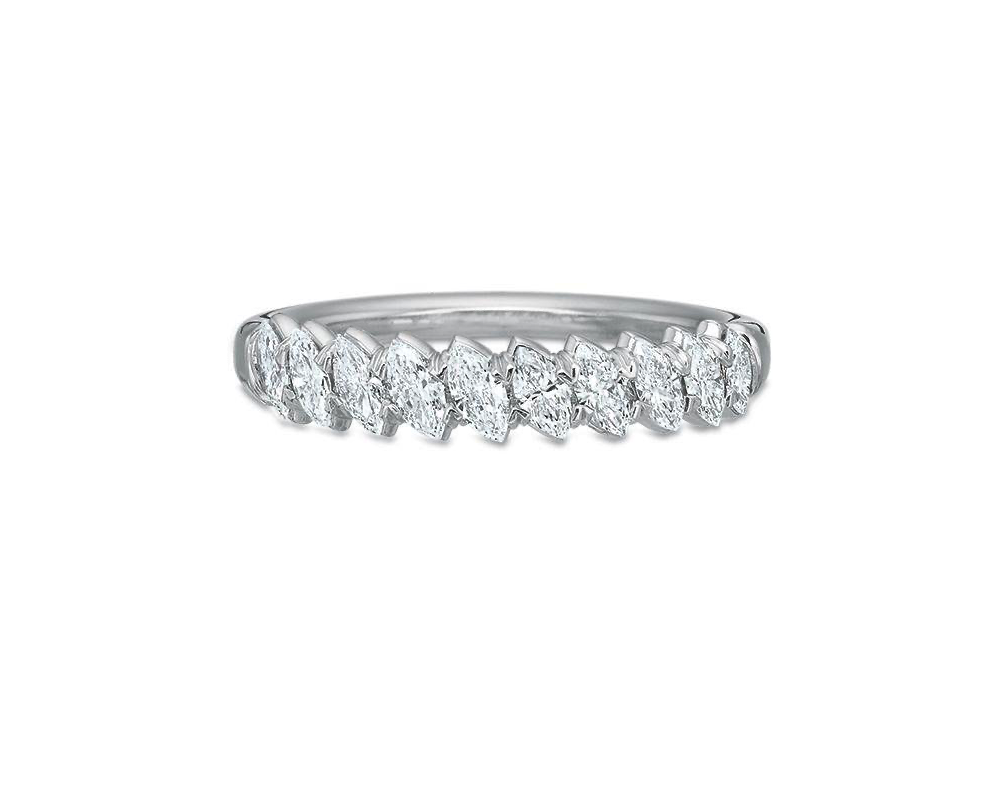 images 18kt White Gold Marquise Diamond Band