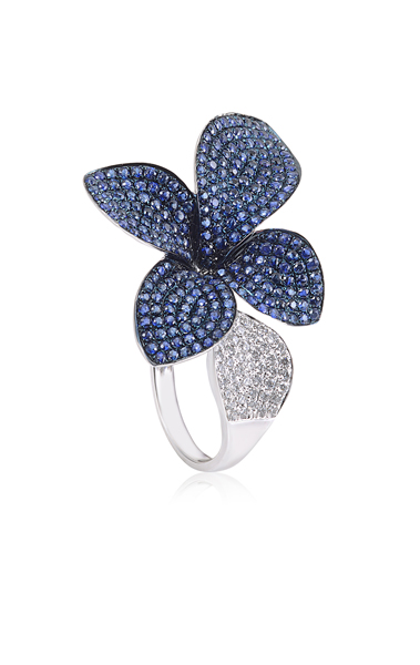 Rose gold diamond flower ring