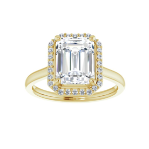 Emerald Cut Diamond Halo Engagement Ring