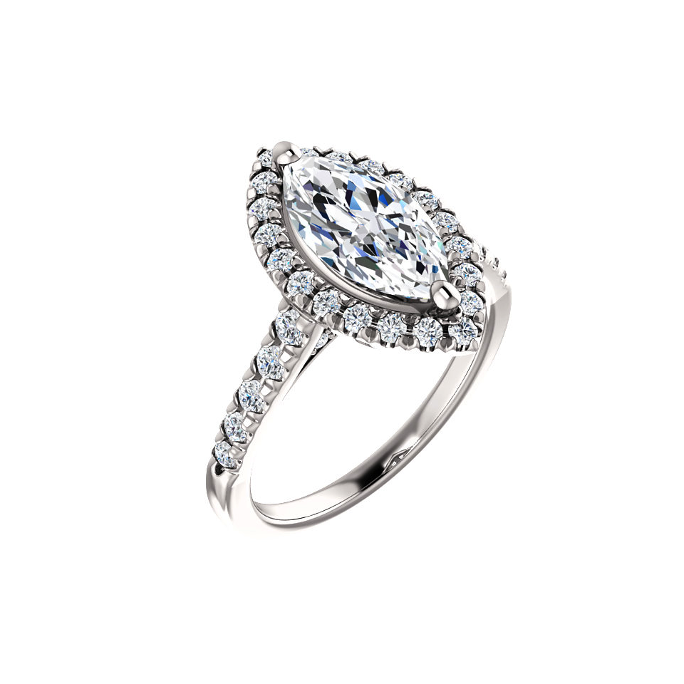 Marquise Halo Engagement Ring