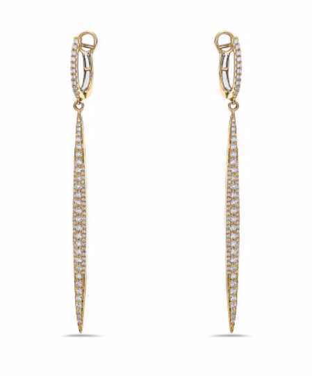 Diamond Leaf Dangle Earrings