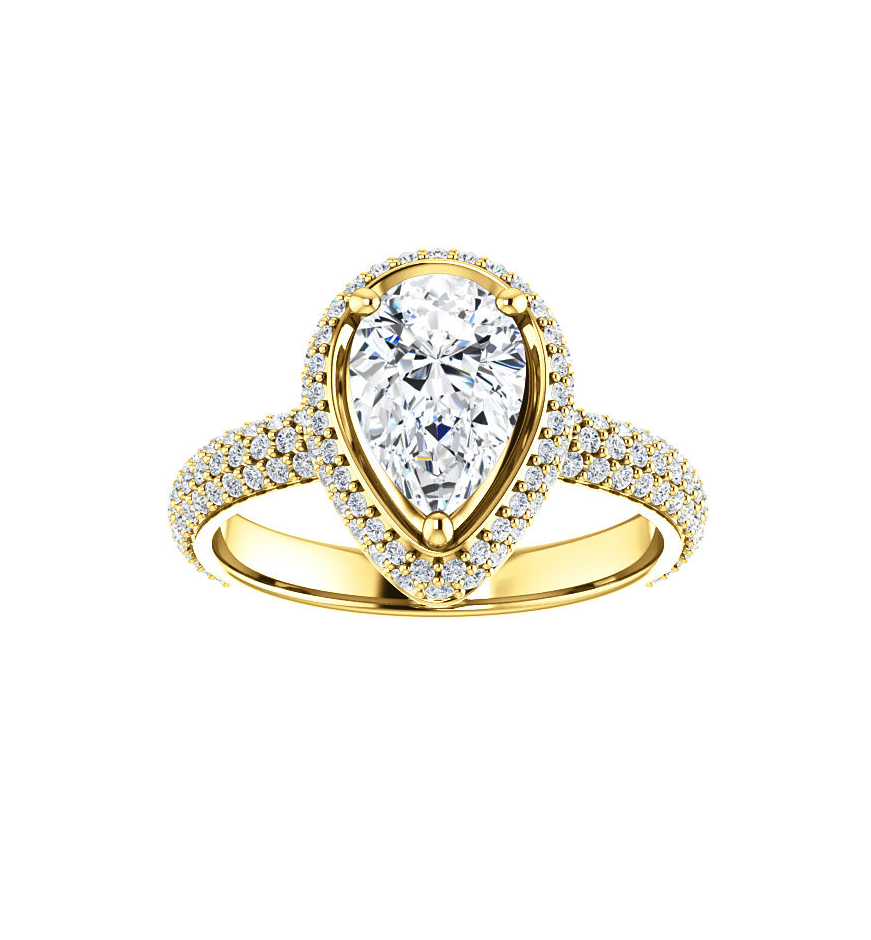 images pear shape double halo pave diamond engagement ring
