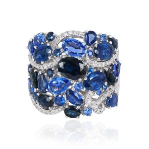 Blue Sapphire Diamond Band
