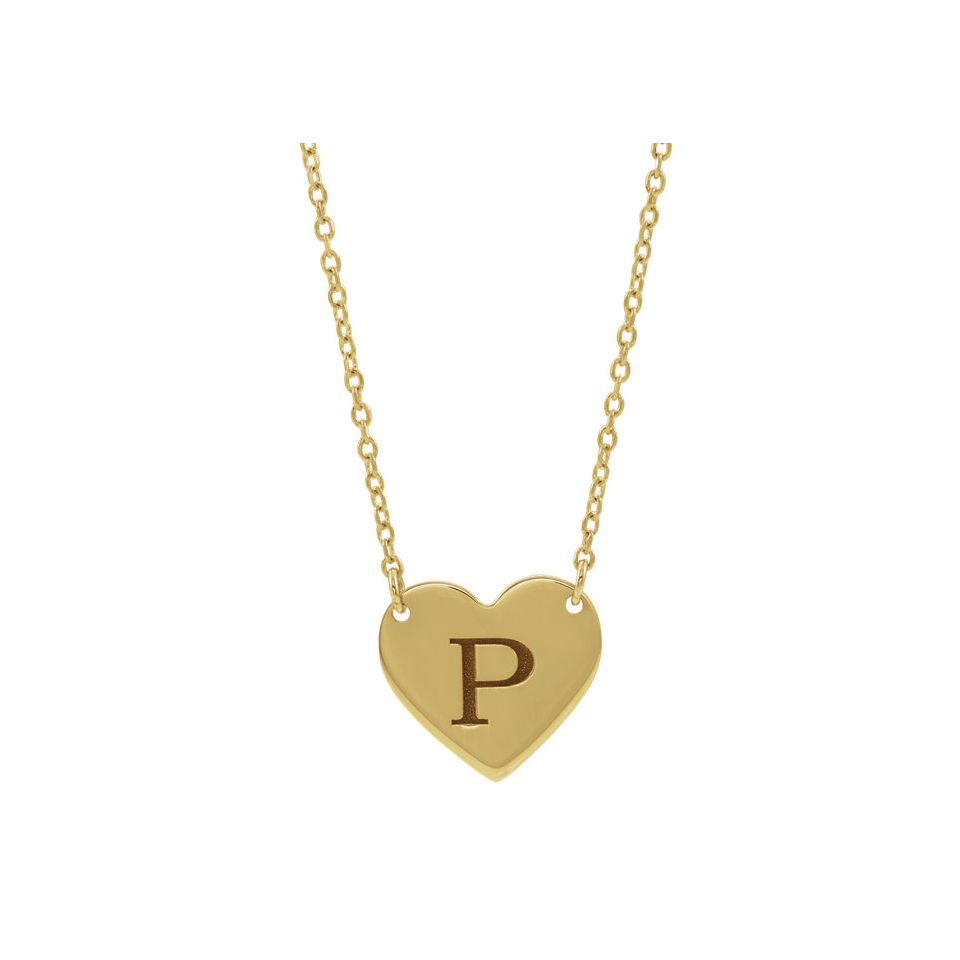 images Yellow Gold Heart Engraveable Necklace