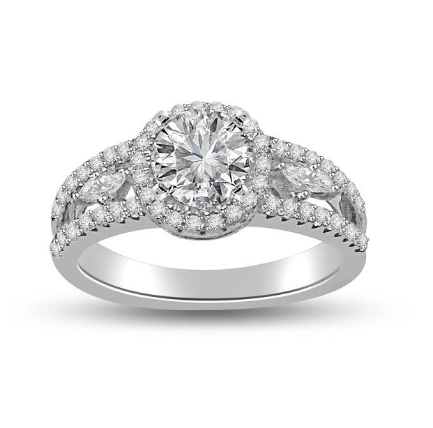 Double Halo Diamond Engagement Ring Split Shank