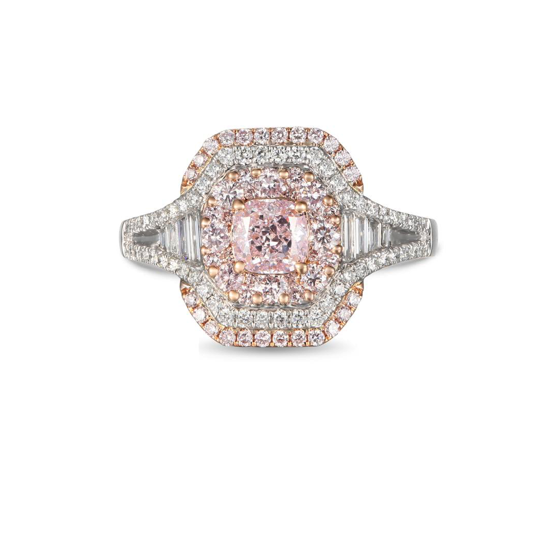 Mens White & Rose Gold Sand Blast Ring