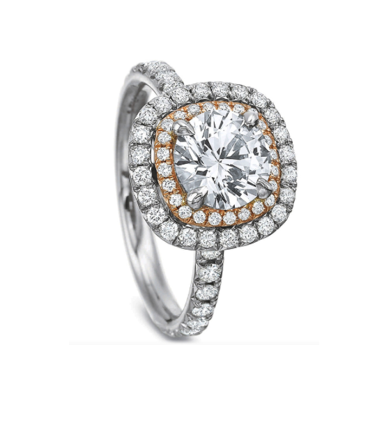 Cushion Halo Round Diamond Ring Setting