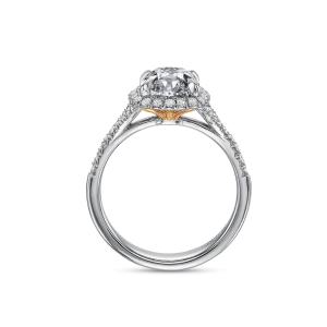 18kt Cushion Halo Engagement Ring Setting