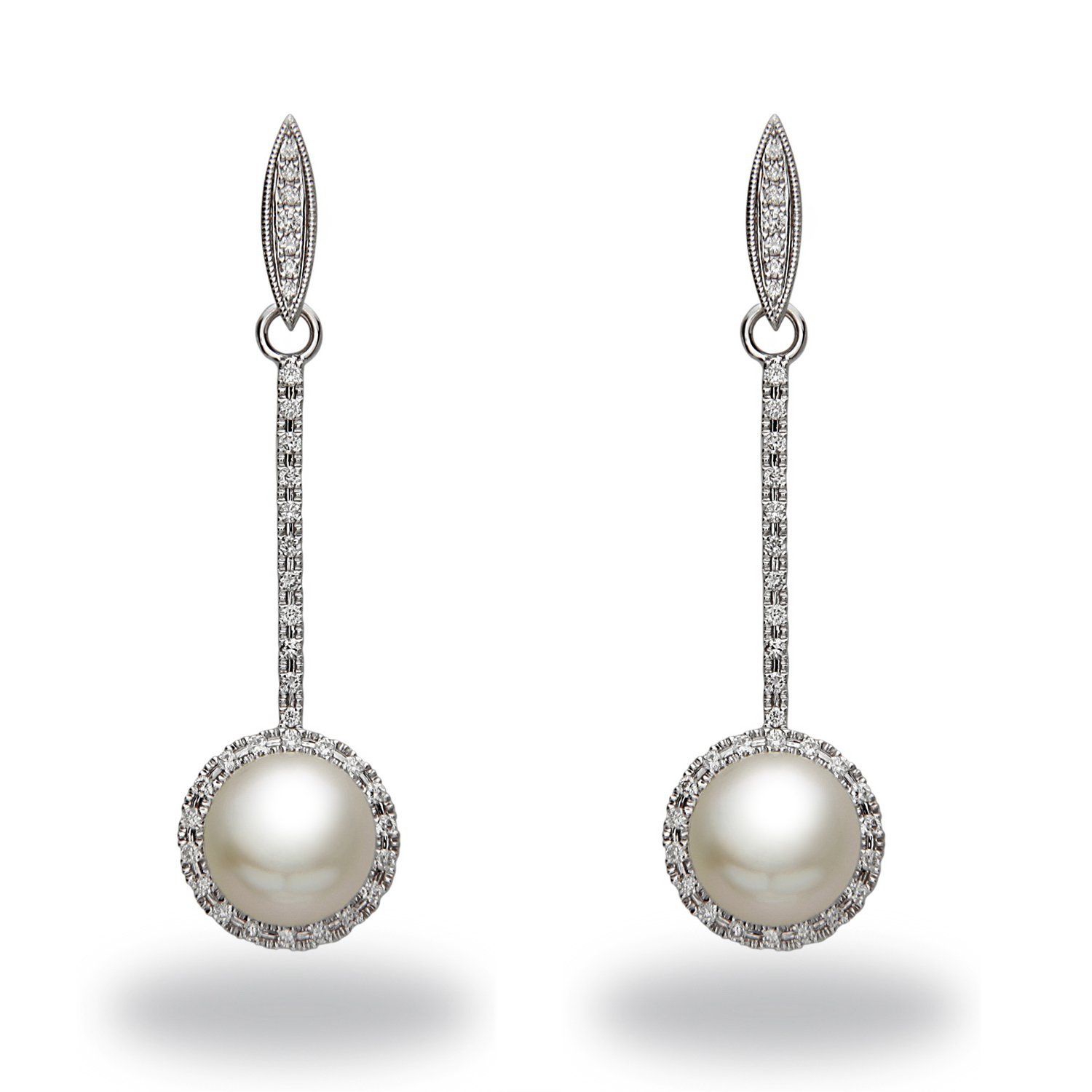 14 Karat South Sea Pearl Diamond Earrings