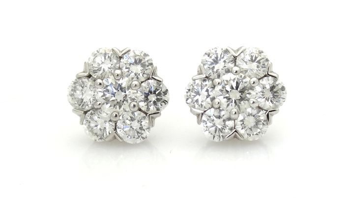images Cluster Diamond Stud Earrings