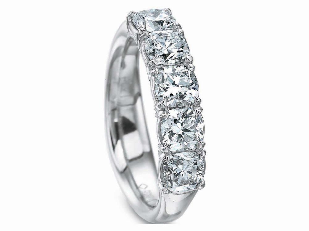 images Ideal Cushion Five Diamond Band