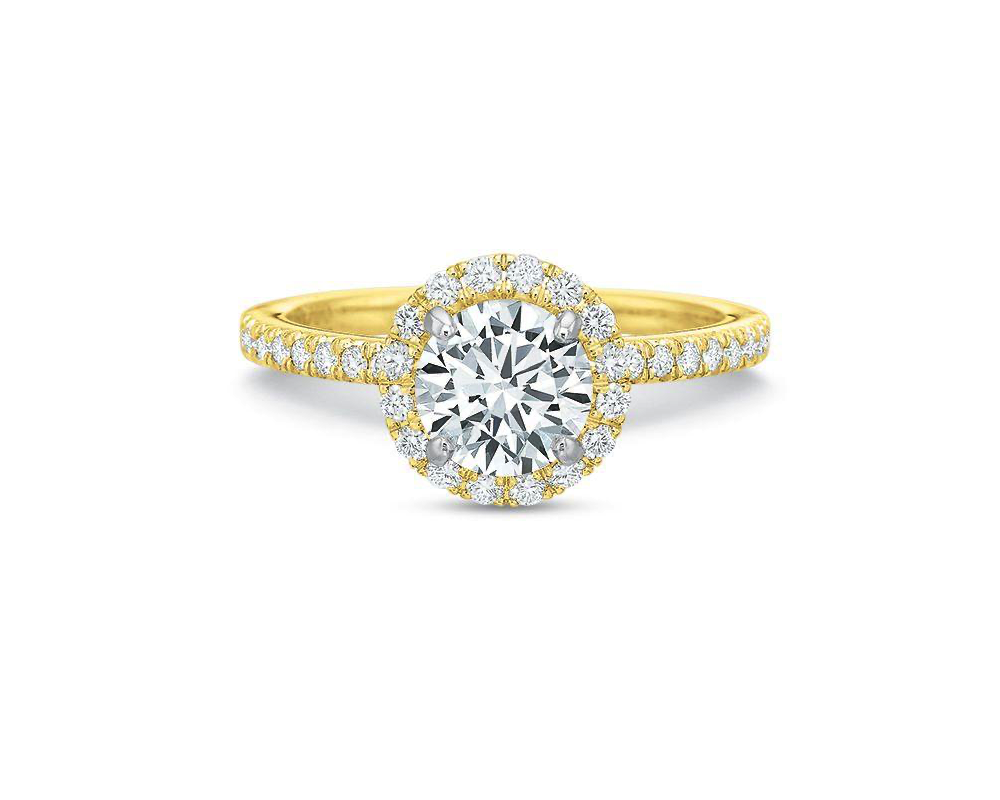 18K Yellow Gold Riviera Engagement Ring Setting