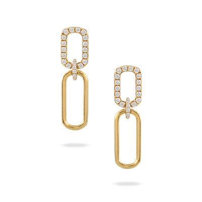 images Diamond Paperclip Gold Earrings