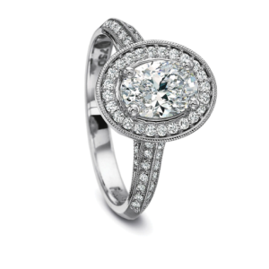 18kt white gold Oval Halo Diamond Engagement Ring