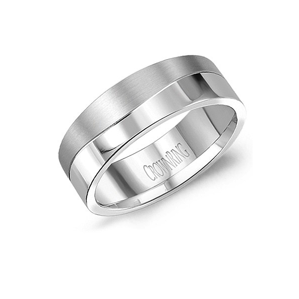Mens 7mm edged brush finish wedding band