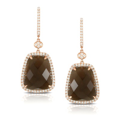 images 18K ROSE GOLD Smokey Topaz Earrings