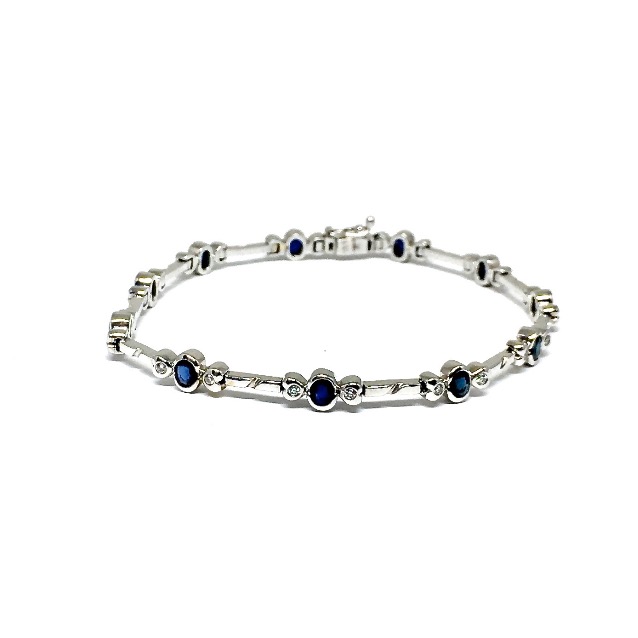 images 14kt white gold Sapphire Diamond Bracelet