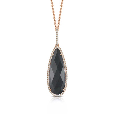Rose Gold Lapis Diamond Pendant
