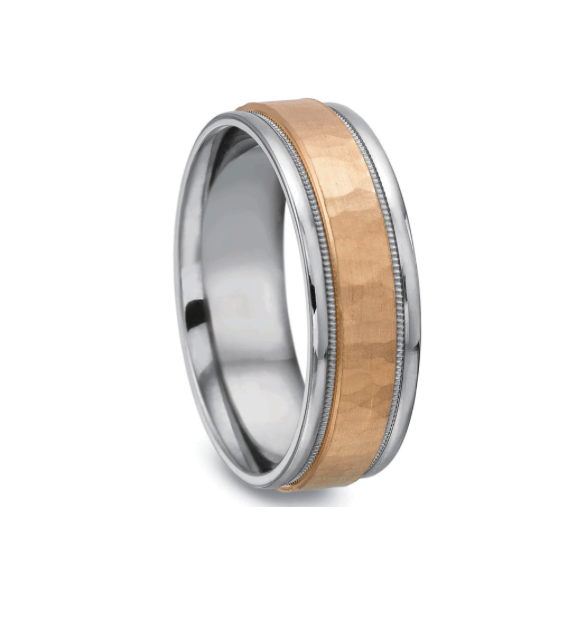 Men's Gold Hammered Wedding Band