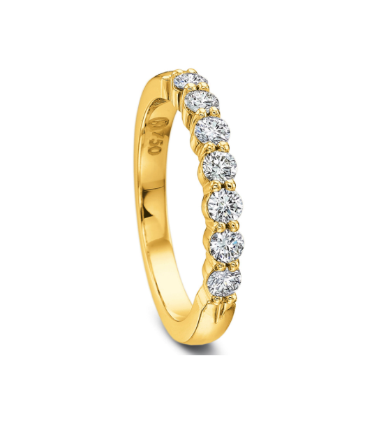 18kt Yellow Gold Share Prong Diamond Band