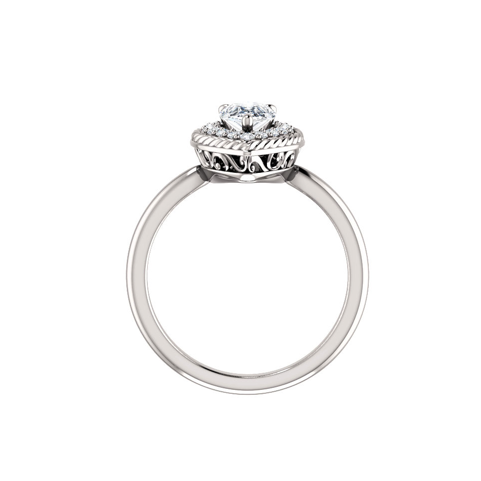 14kt white gold Pear Shape Halo Engagement Ring