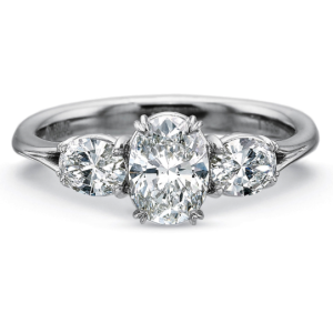 18kt white gold three stone oval diamond engagement ring