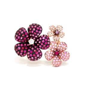Diamond Sapphire Flower Ring