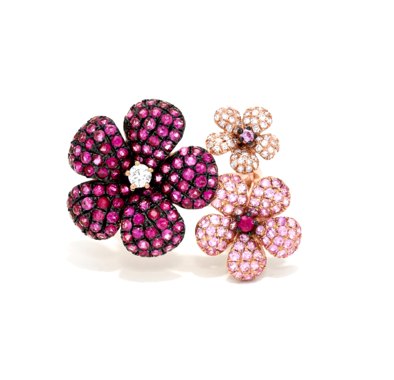 images Diamond Sapphire Flower Ring