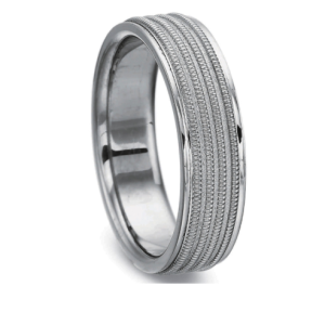 Men's Four Row with Milgrain Wedding Band