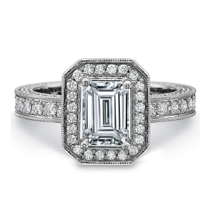 Cassidy Emerald Halo Engagement Ring