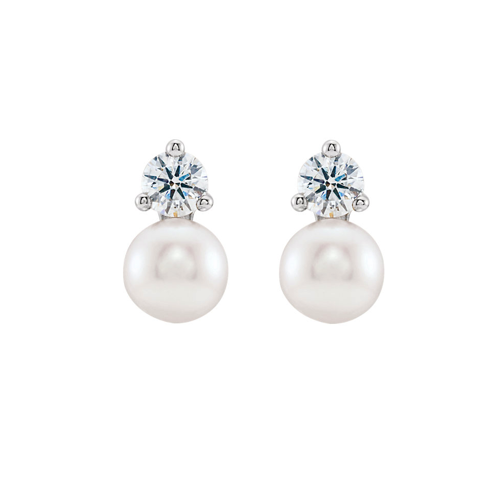 images Freshwater pearl diamond accent earrings