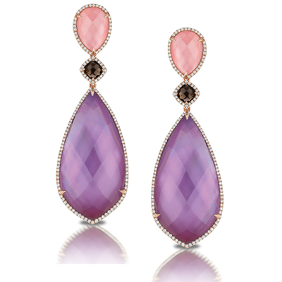 Green Agate Diamond Earrings