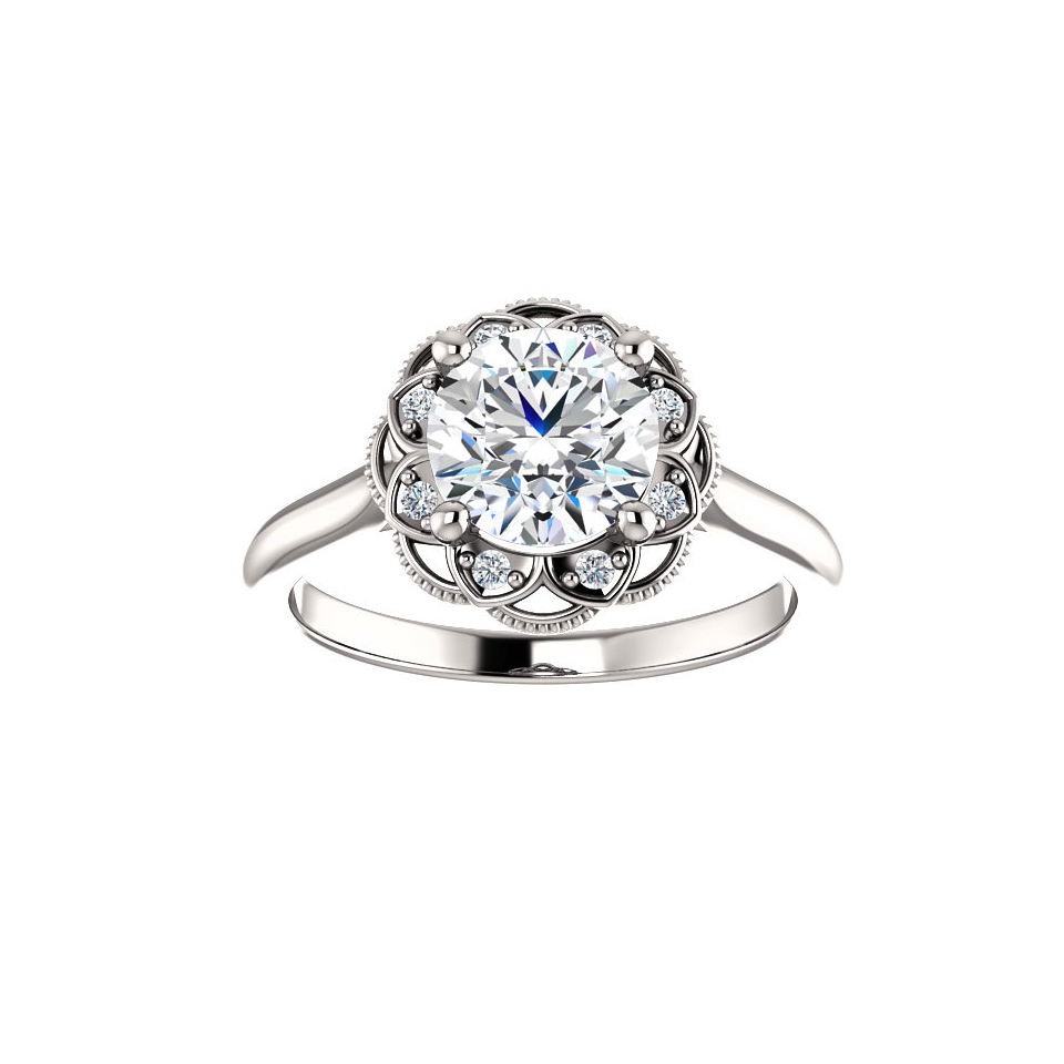 14kt White Gold Oval Halo Engagement Ring