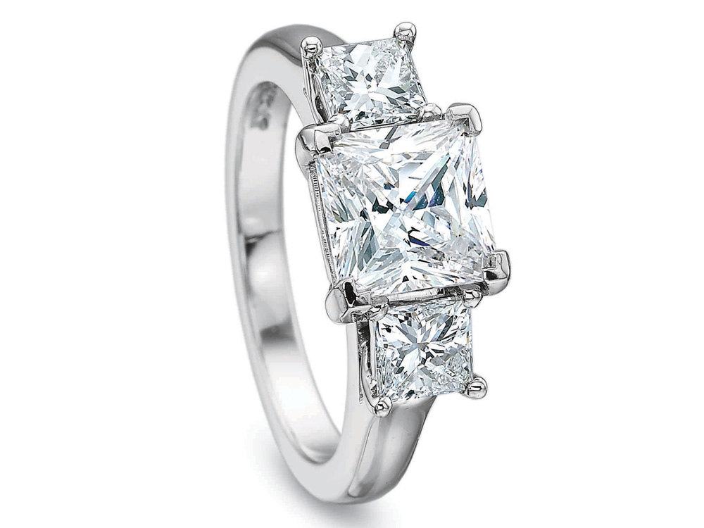 images Princess Three Stone Engagement Ring Setting