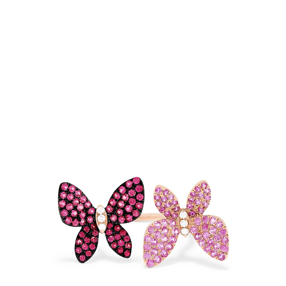 images Duo butterfly rose gold ring