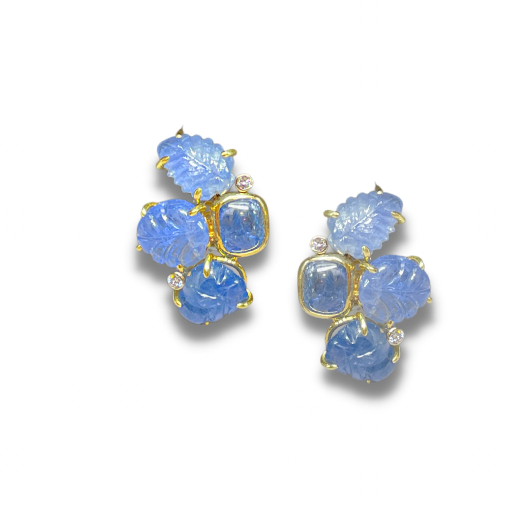 Diamond Flower Stud Earrings