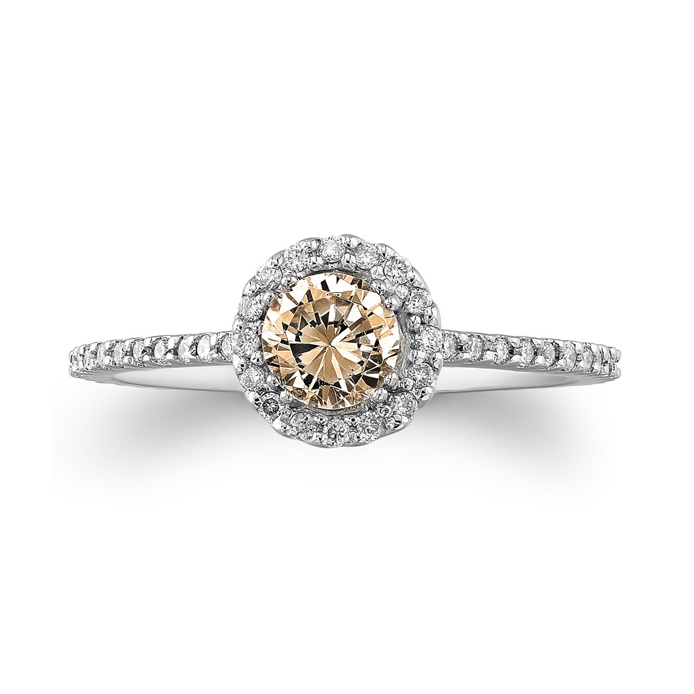 14kt White Gold Brown Diamond Halo Engagement Ring