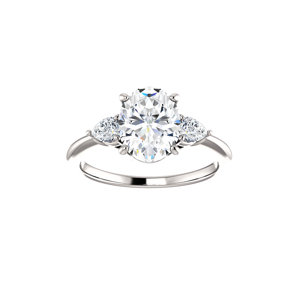 images 14kt white gold Oval Three Stone Engagement Ring