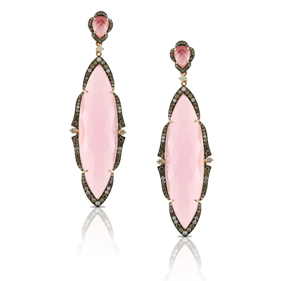 Rose Quartz Diamond Earrings