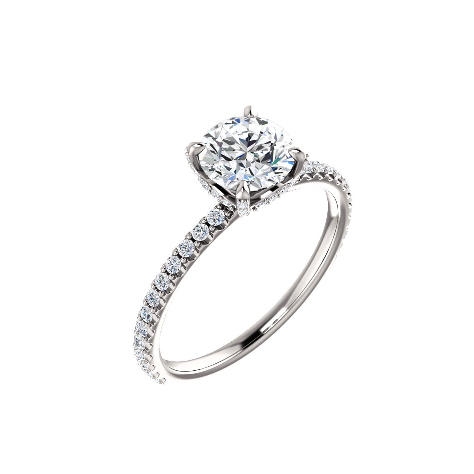 Oval halo ring setting with triple band