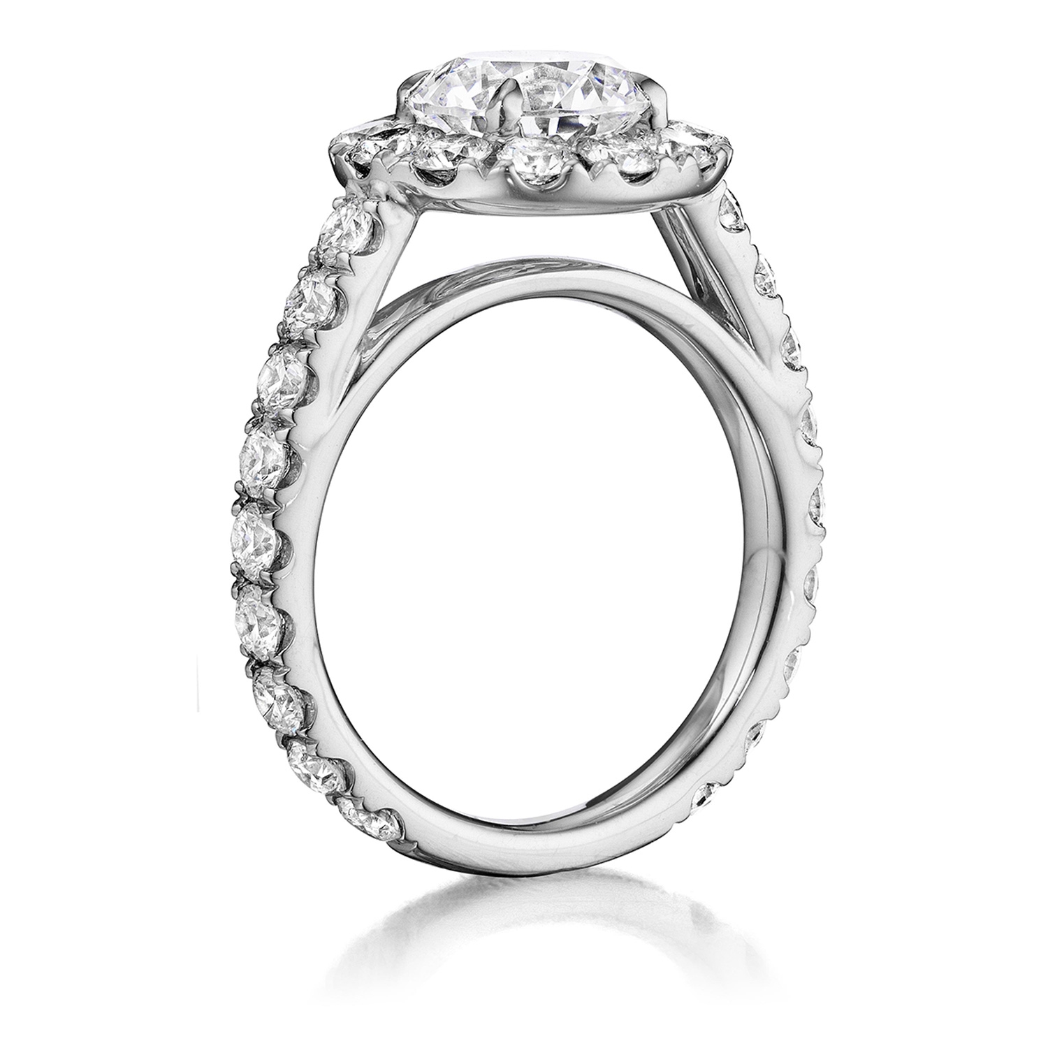 classic round diamond halo engagement ring