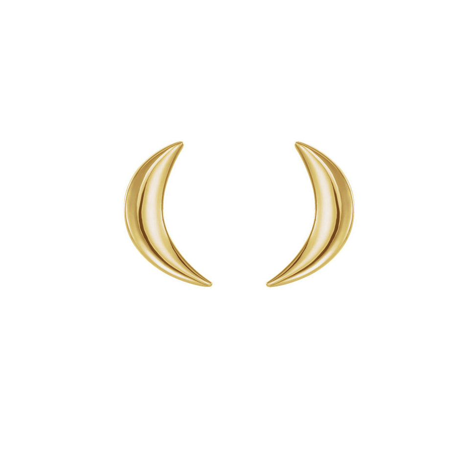 images Yellow Gold Moon Earrings