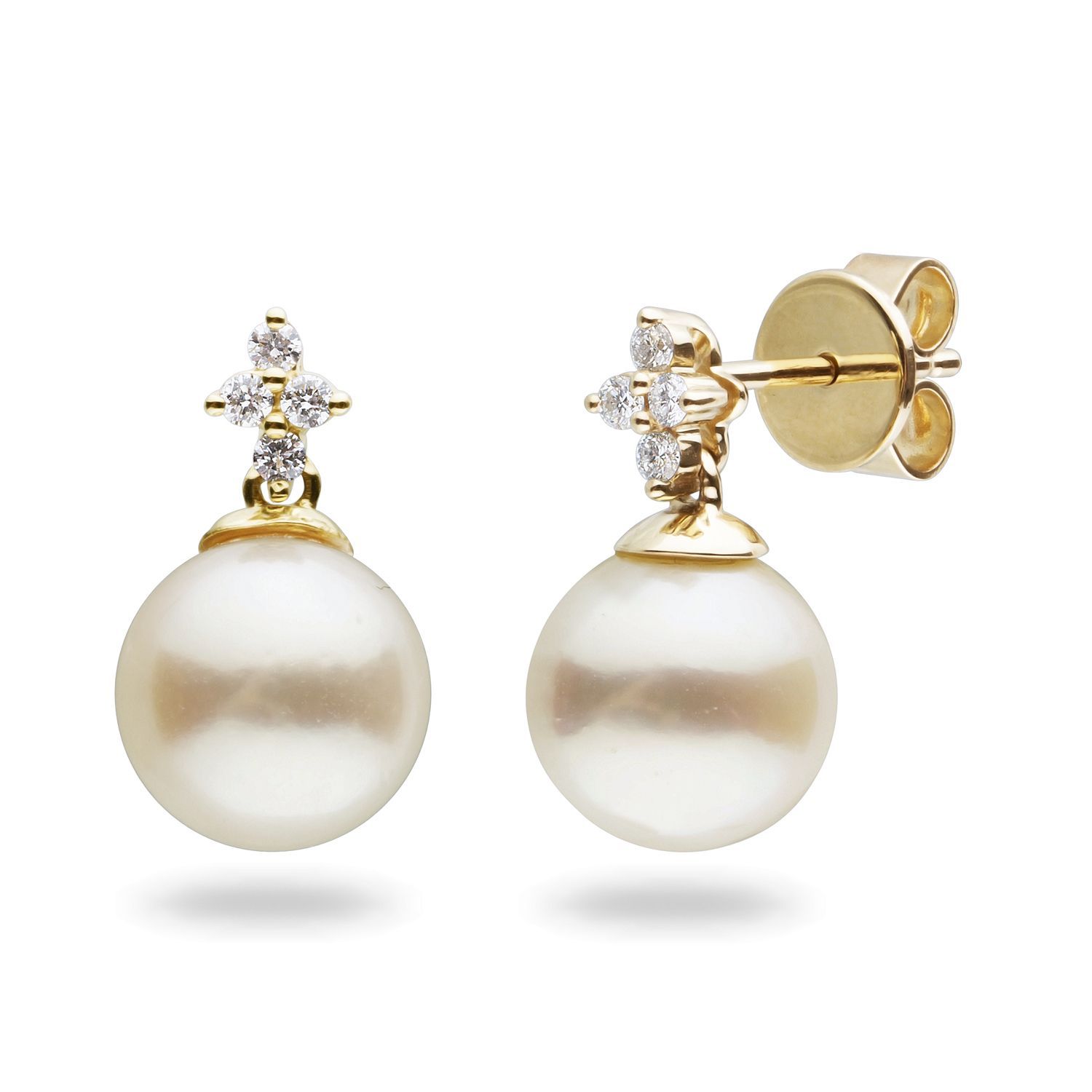 images Yellow Gold Akoya Pearl Earrings