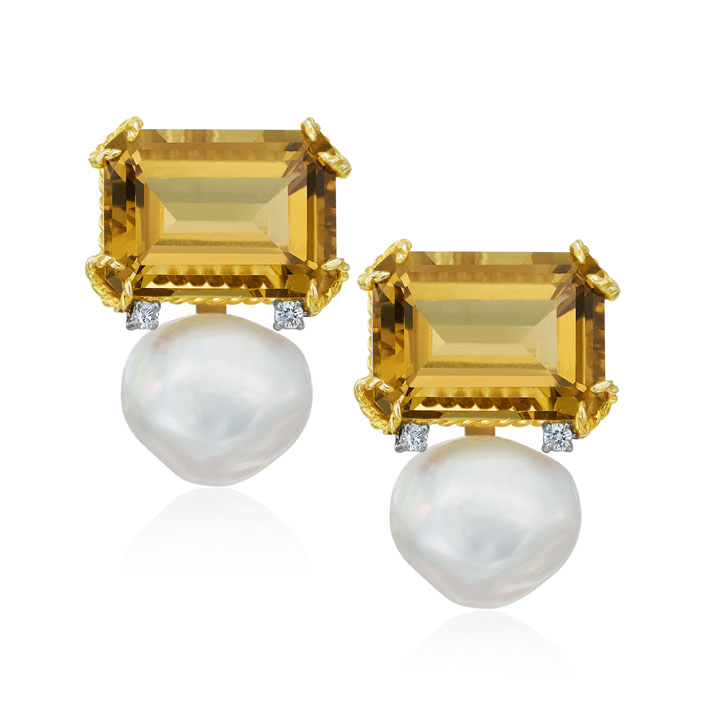 images Lemon Citrine Pearl Earrings