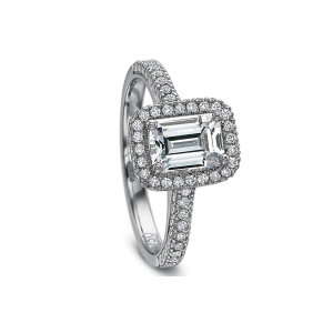 Diamond Emerald Halo Engagement Ring