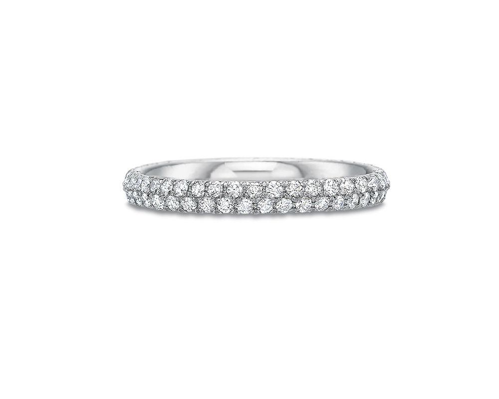 images Two Rows Pave Diamond Wedding Band