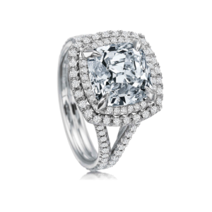 18kt White Gold Double Halo Cushion Engagement Ring Setting