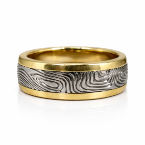 Ghost Damascus Men's Wedding Band