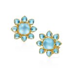 Celestia Sunburst Blue Topaz Earrings