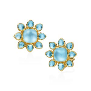 Celestia Sunburst Blue Topaz Earrings